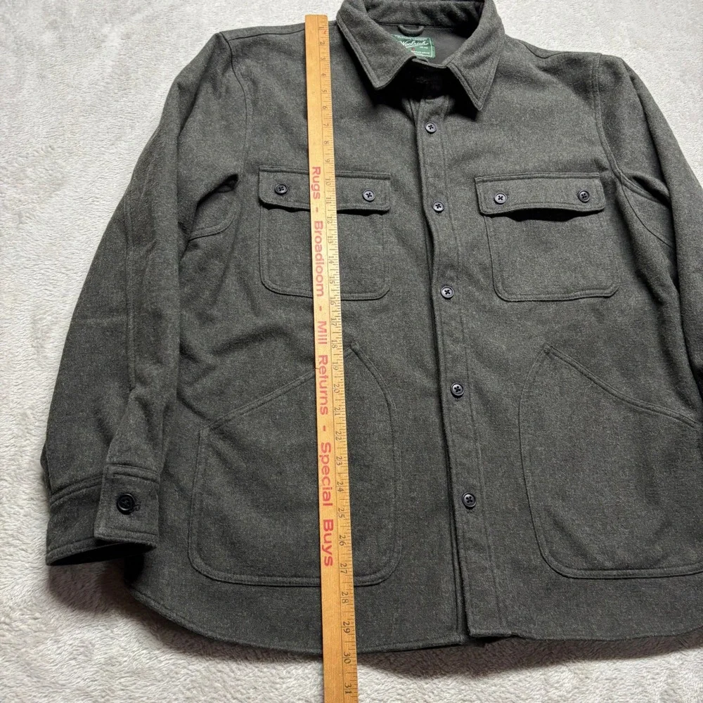 Woolrich Westridge Shirt Jacket Mens XL Gray Fleece Lined Button Down Chore EUC